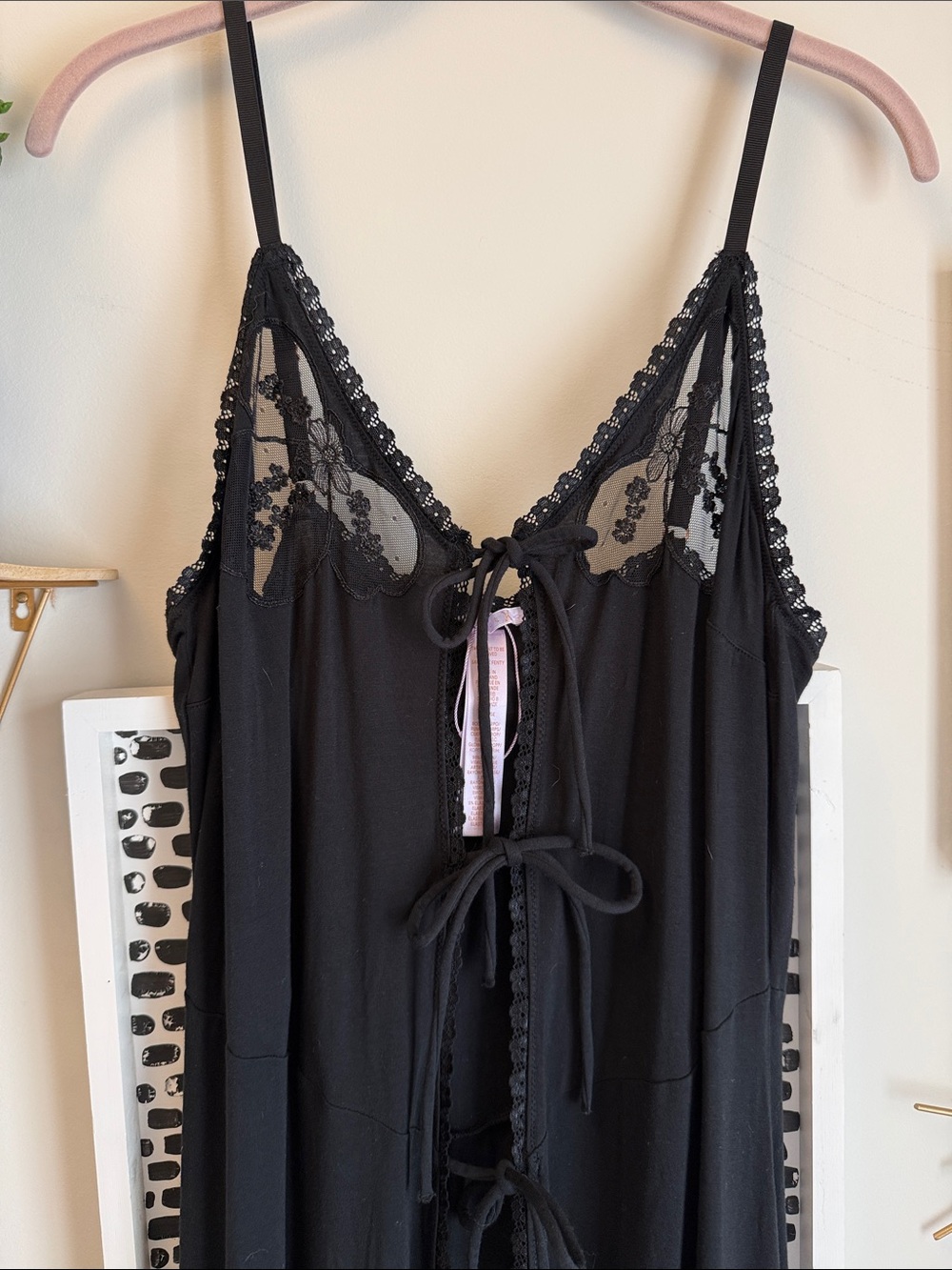 Savage X Fenty Black Lace-Trim Maxi Slip Dress - Picture 2 of 4